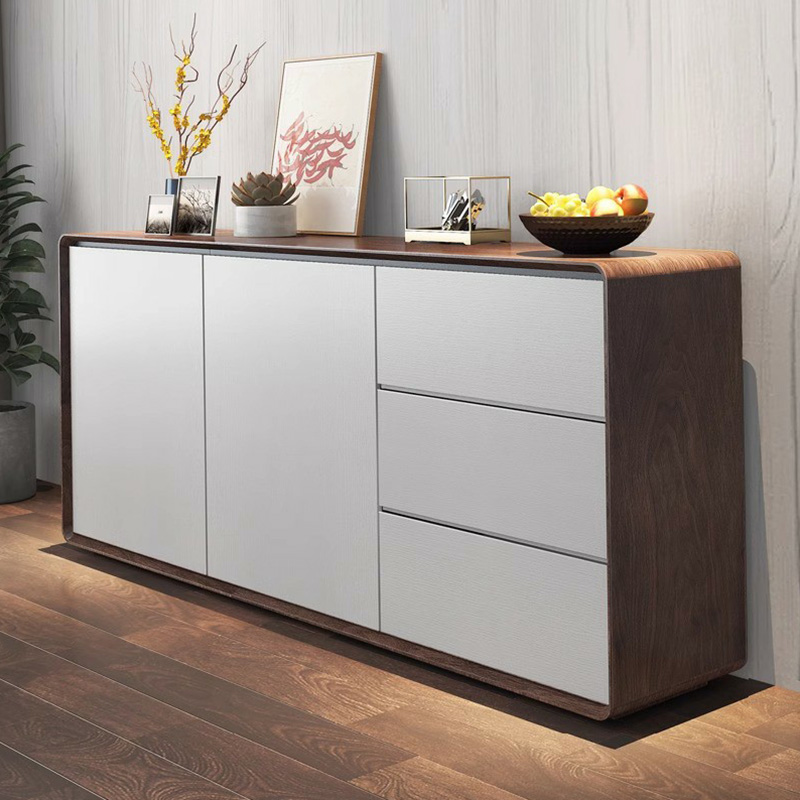 Simplistic 3 Drawers Freestanding Floor Sideboard/Server in Wood with 3 Shelves and Cabinet - image 7
