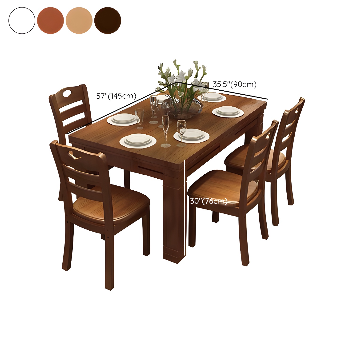 7-Piece Modern Wood Dining Set with Solid Wood Features and Seating for 6 - image 16