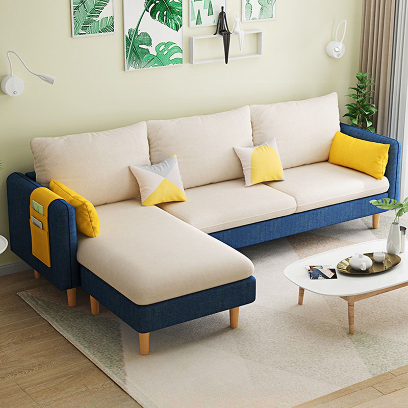 Modern Simple Style L-Shape Natural Wood Reversible Corner Sectional for Living Space