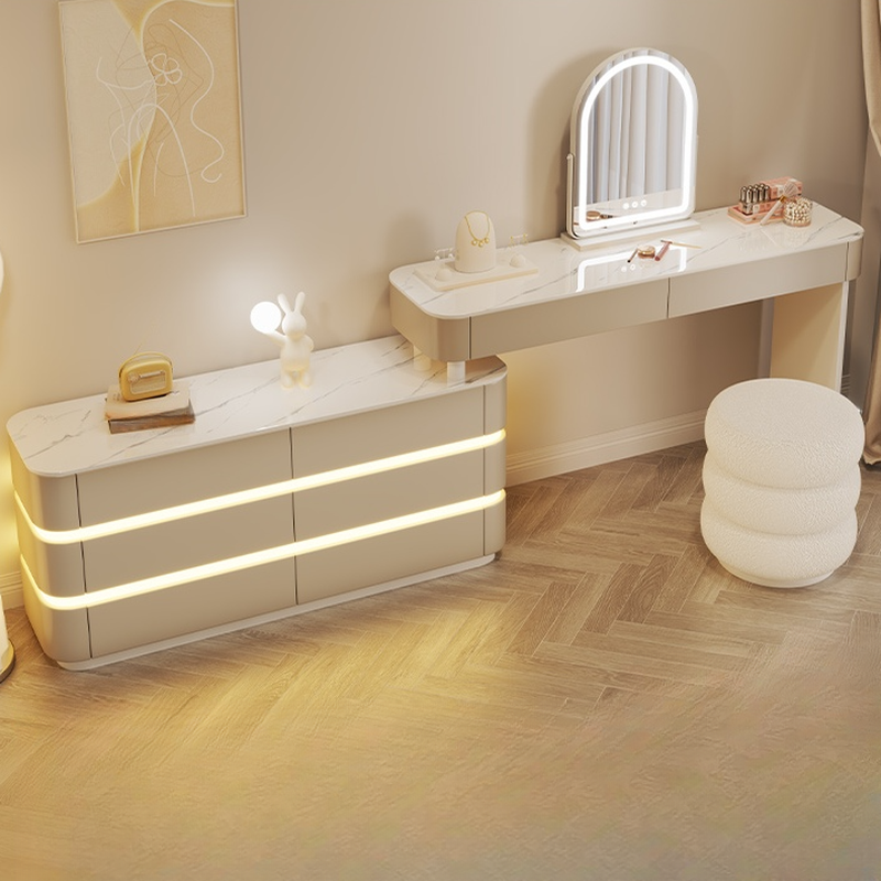 Art Deco Lumber Standard Length Makeup Vanity with Standing Mirror - image 4