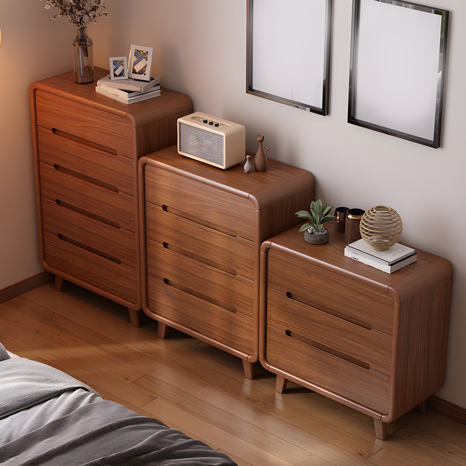 Modern Solid Wood Dresser with Narrow Profile and Drawers in Natural Finish - image 5