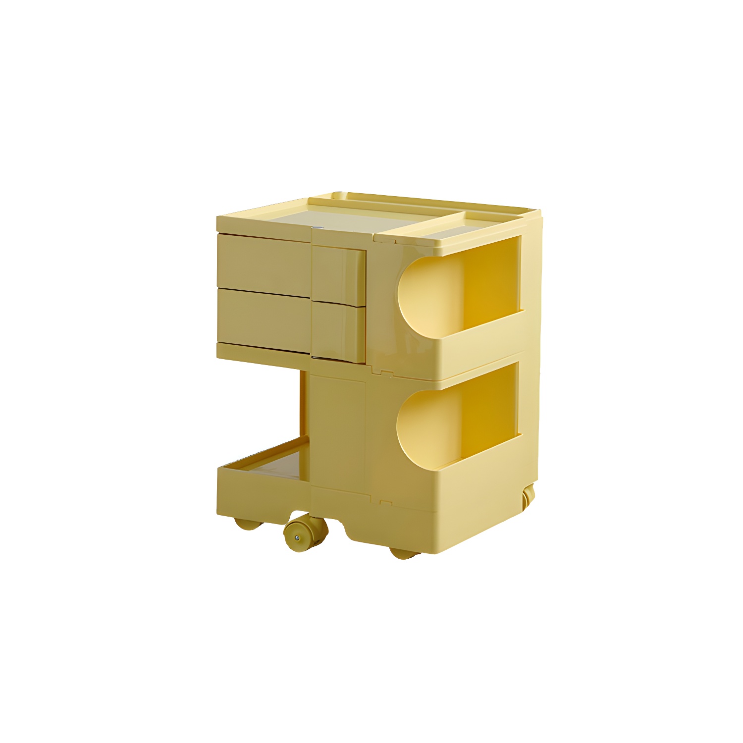 Modern Plastic Night Table Open Storage Night Stand with Wheels - image 9