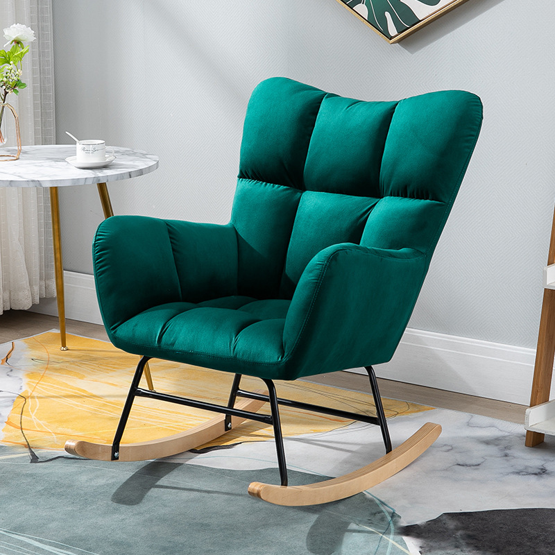 Modish Upholstered Cushioned Rocking Accent Chair 2 Piece Set with Footstool & Recessed Arm, Scratch-tolerant - image 3