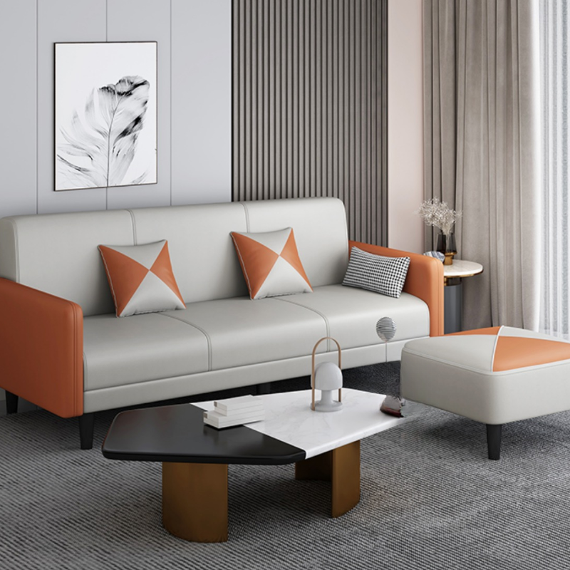 Convertible Sofa in Gray/Cerulean/Off-White with Armrest and 3 Pillows - image 25