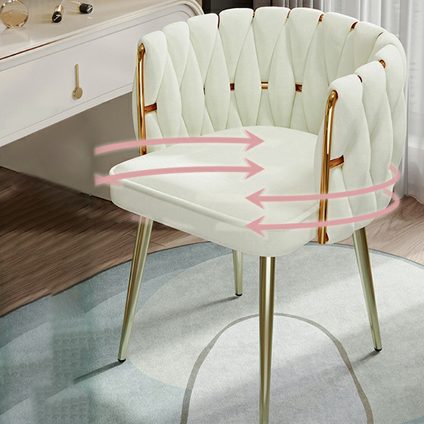 Glam Stable Framed Upholstered Arm Chair with Gold Base and Foot Pads for Dinette, Turned/Non-rotatable - image 7