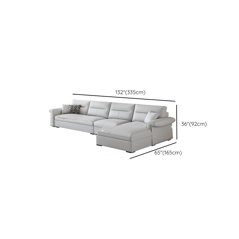 L-Shape/Straight Sofa/Sofa Chaise in Chalk with Under-seat-storage, Right Hand Facing/Horizontal Orientation, and Round Arm - image 9