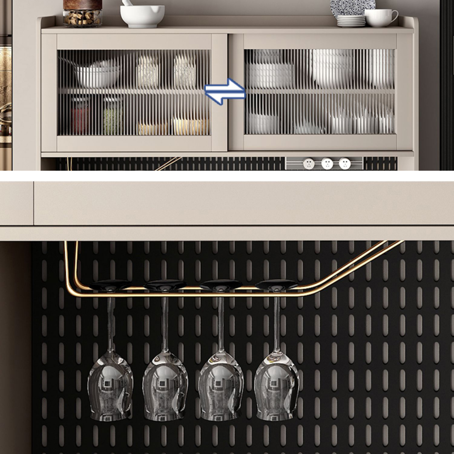 Stone Glam Sideboard Adjustable Shelves Kitchen Dining Room Sideboard - image 11