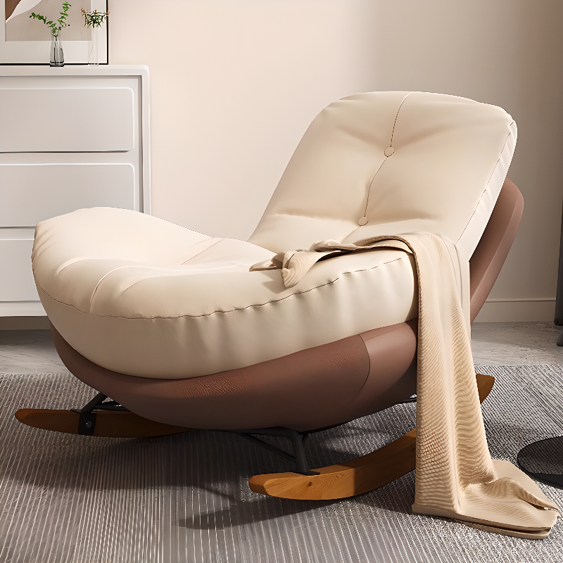 Stationary Upholstered Rocking Chair with Cushioned Rear in a Scandinavian Style, Footstool Included/Not Included - image 8