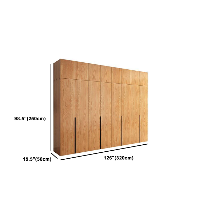 Natural Wood Freestanding Wardrobe Closet with Natural Doors - image 33