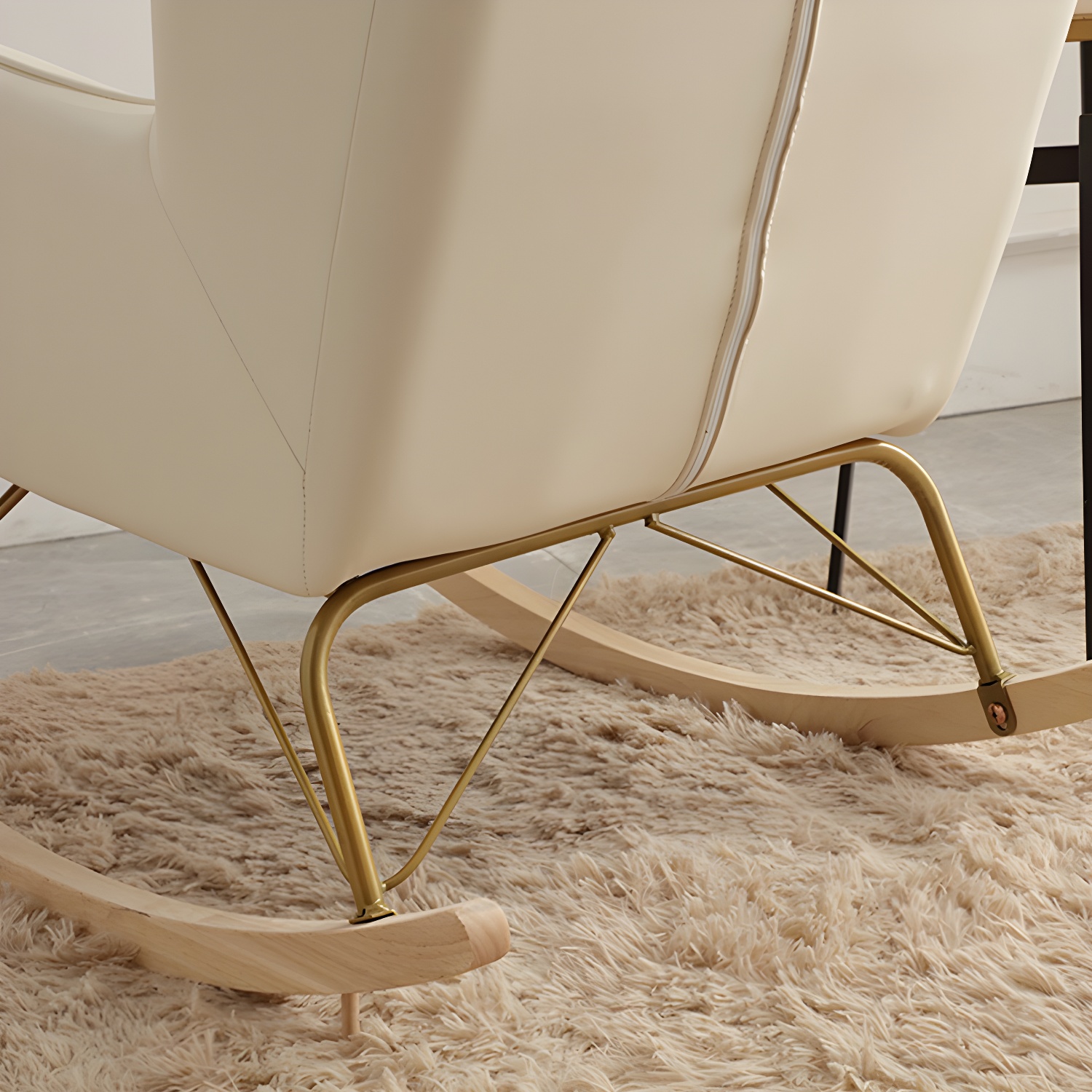 Contemporary Rocking Chair Rubber Wood Frame Wing Chair Back Indoor Rocking Chair - image 13