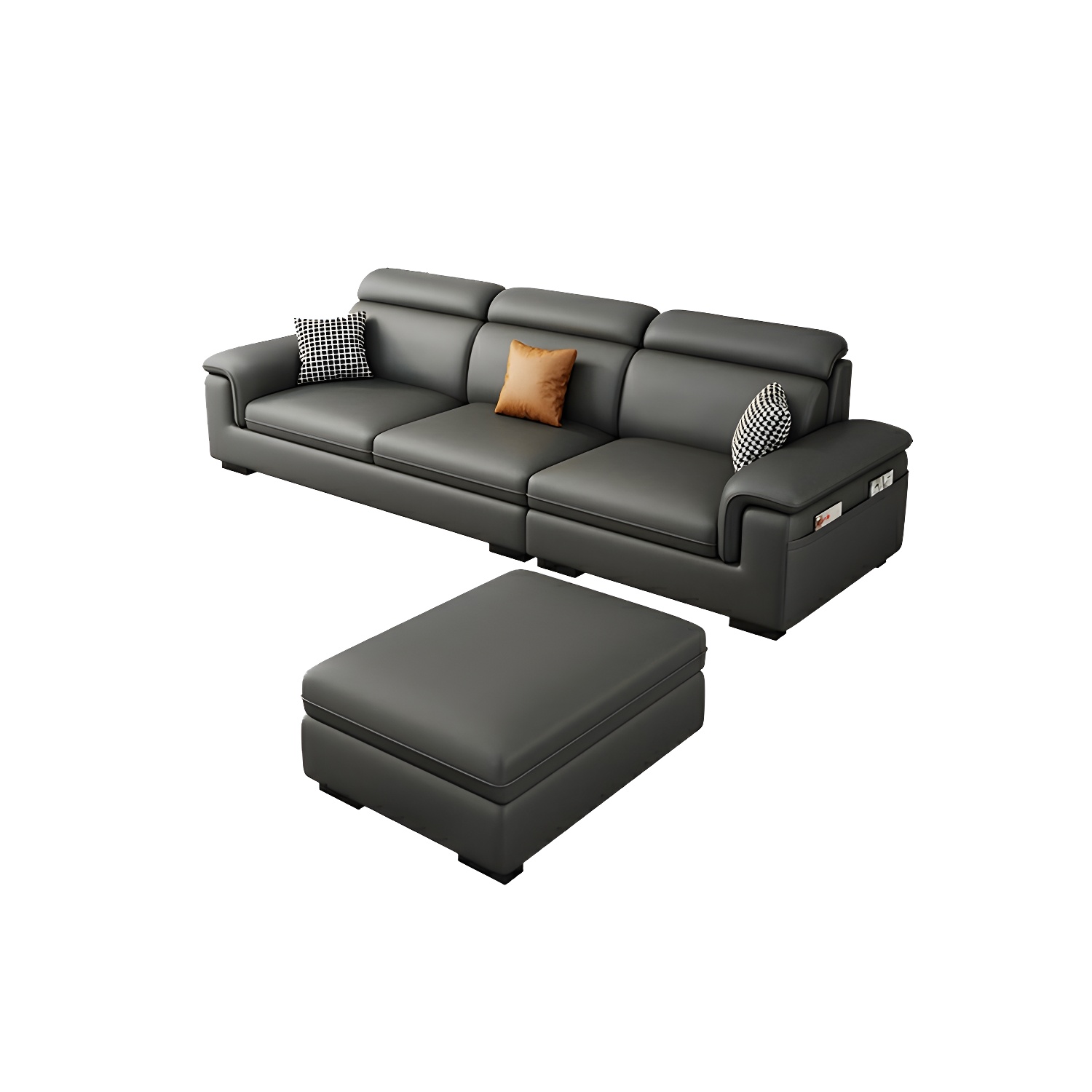 Modern Gray Stationary Sectional Sofa with Pillow Top Arm and Storage - image 8