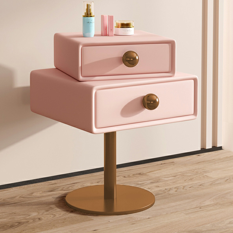 Modern Faux Leather Drawer Storage Nightstand in Narrow for Bedroom - image 10