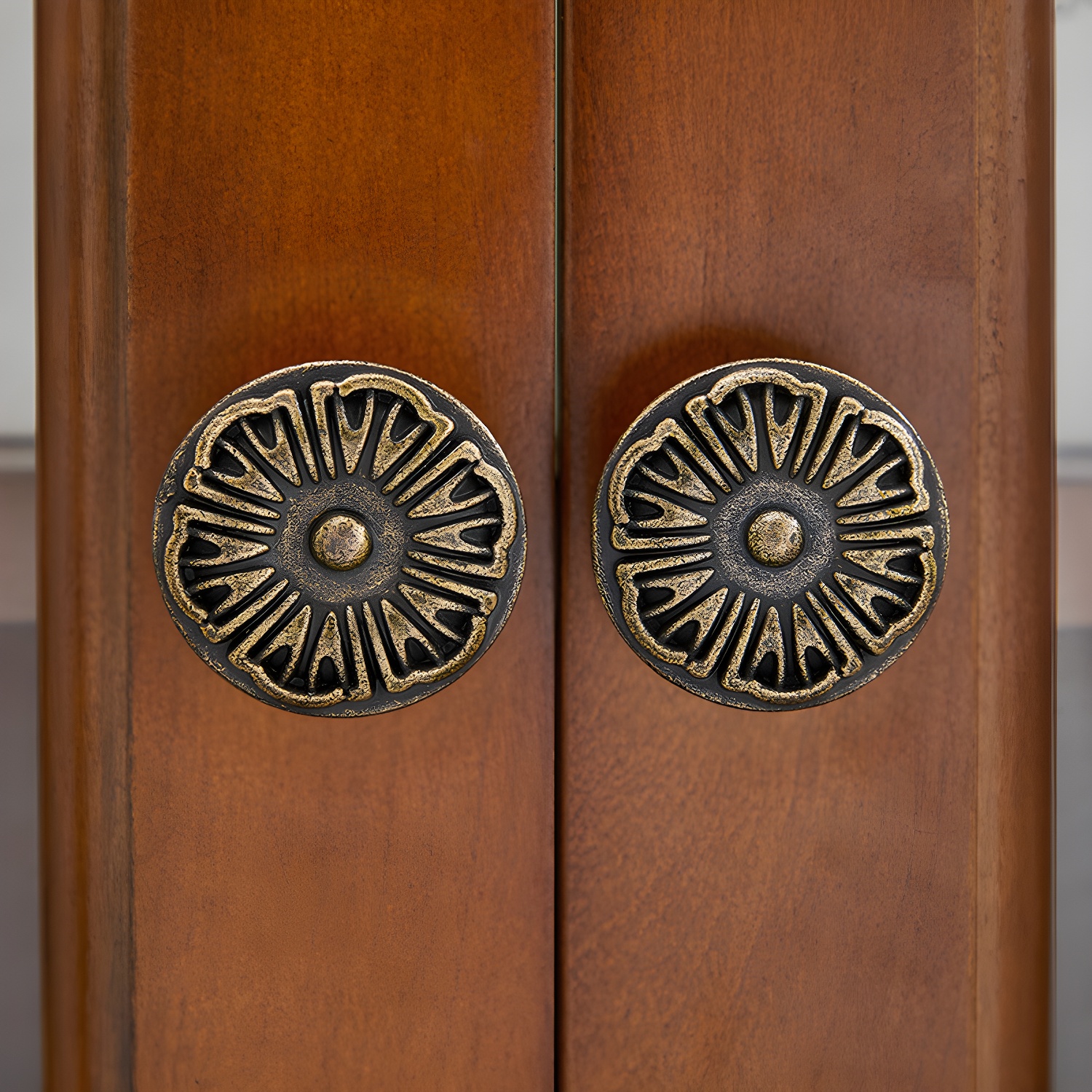 Mid-century Modern Brown Corner Cabinet, Wooden Accent Cabinet with Shelves - image 8