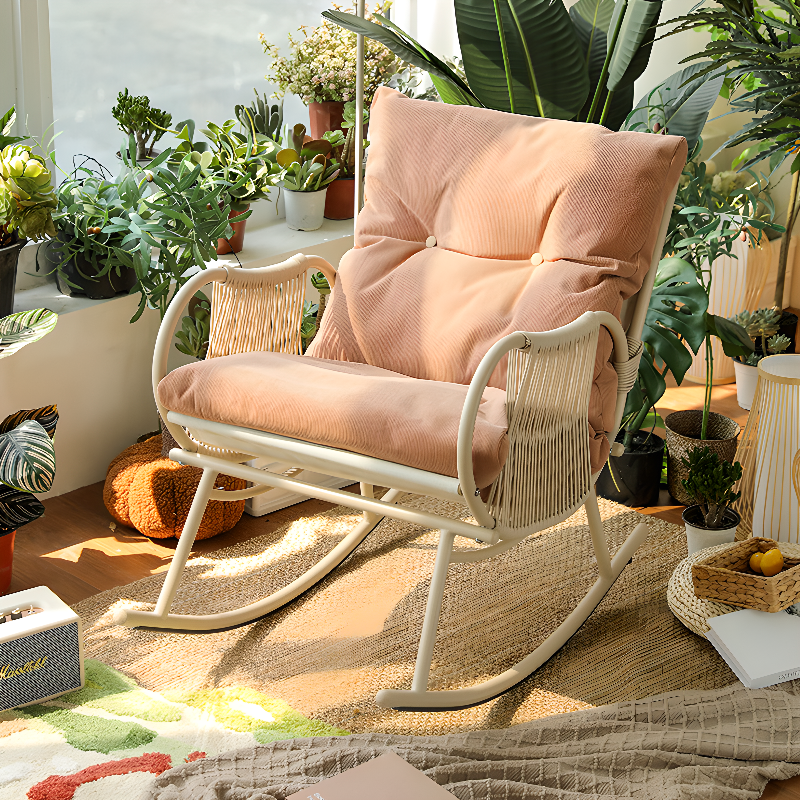 Art Deco Alloy Rocking Chair with Upholstered Track Arm - image 6