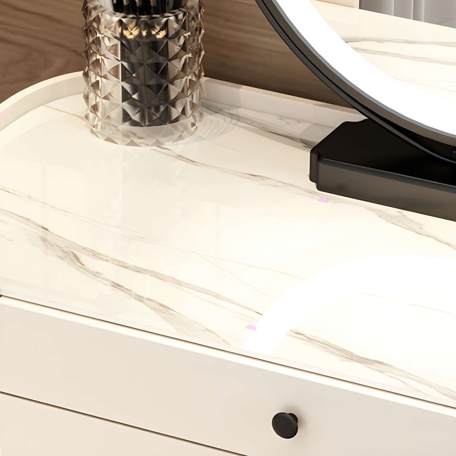 Contemporary Glass Vanity Dressing Table Bedroom Makeup Vanity Desk with Drawer - image 12