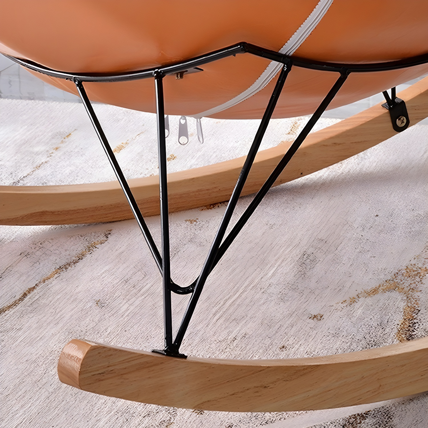 Modern Upholstered Rocking Chair with Ottoman Set - Natural Wood Legs - image 17