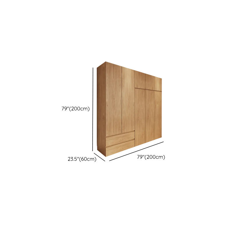 Wood Grain Minimalist Manufactured Wood Wardrobe Closet with 2 Drawers, Soft Close Door, Interior Shelves, and Clothing Rod - image 10