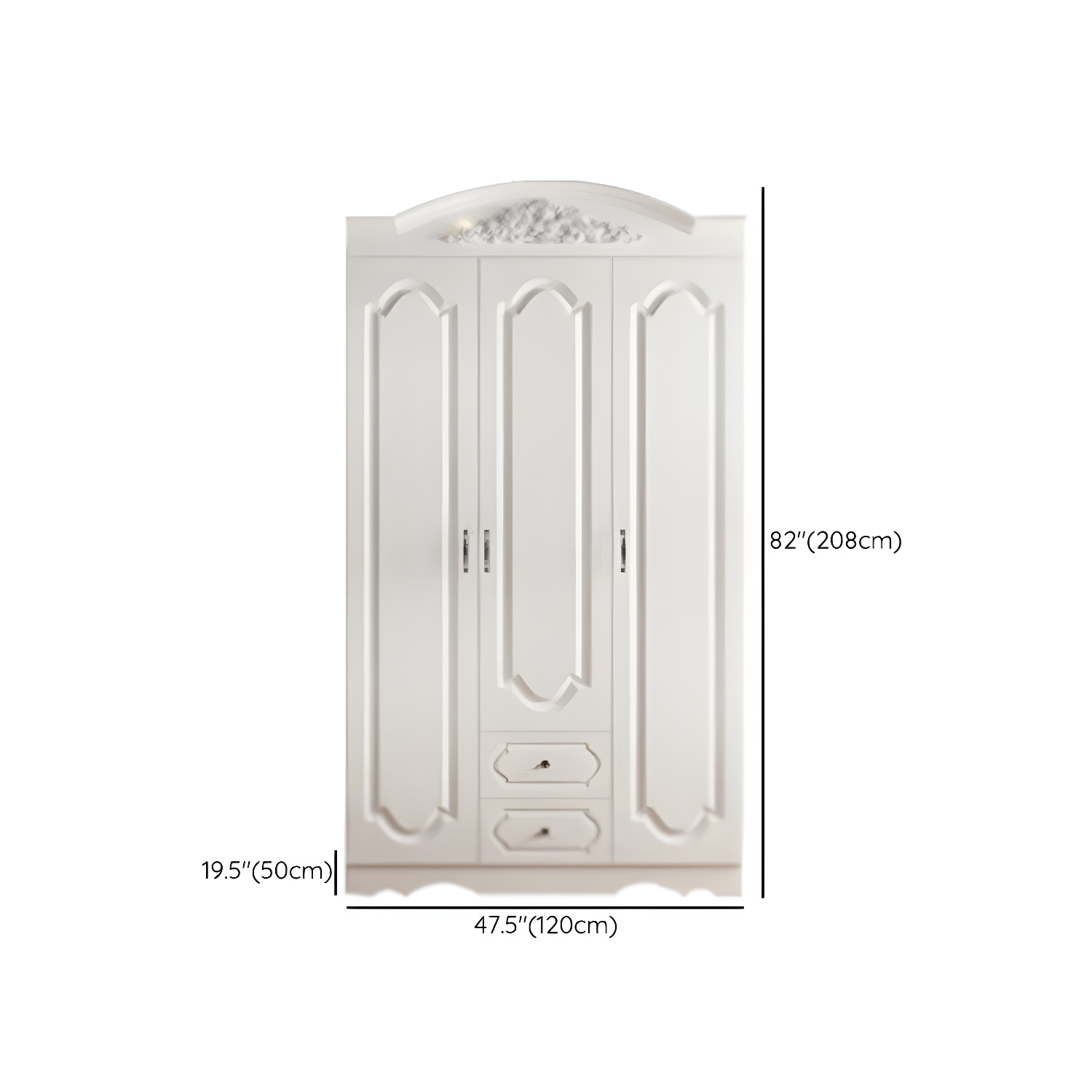 Engineered Wood Cabinet with 2 Drawers French Country White Wardrobe for Home - image 17