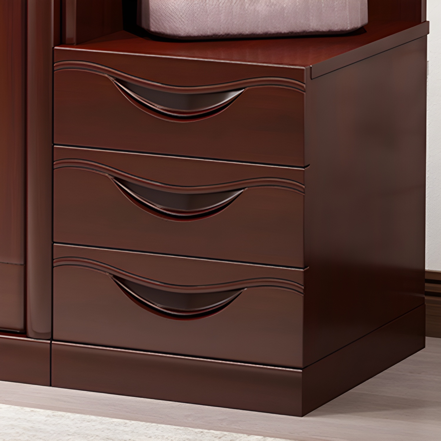 Traditional Wardrobe Cabinet Rubberwood Brown Wardrobe Armoire - image 10