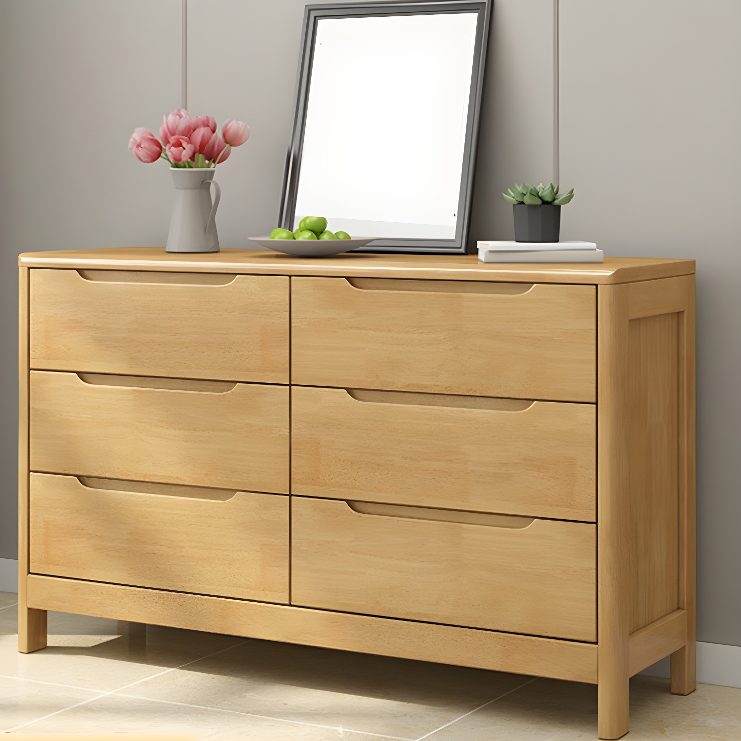 Mid-Century Modern Chest Rubberwood Squared Legs Grooves with Drawer Accent Chest - image 13