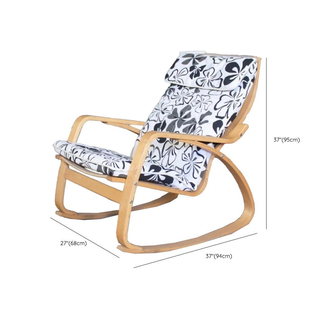 Ergonomic Natural Wood Rocking Armchair with Rear Back, Stationary - image 10