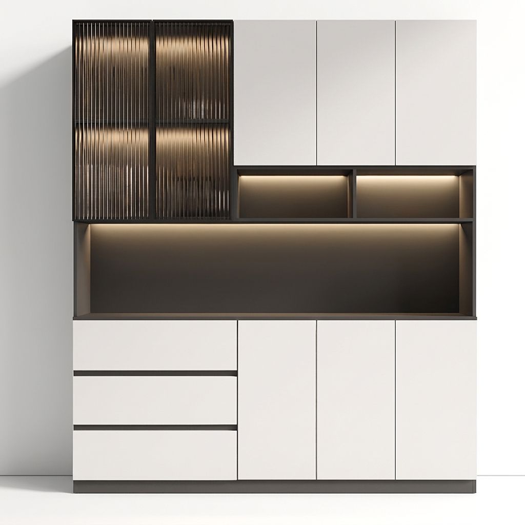 Trendy Sideboard with 3 Drawers, Cupboard, Wide/Standard/Narrow Sizes, 2/1 Shelves, Cabinets, and Glass-panel Door - image 13