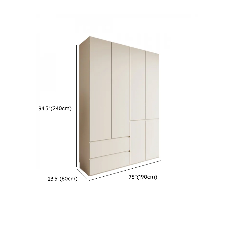 White Minimalist Manufactured Wood Independent Wardrobe Closet with Soft Close Drawer, Soft Close Door, and Interior Shelves - image 25