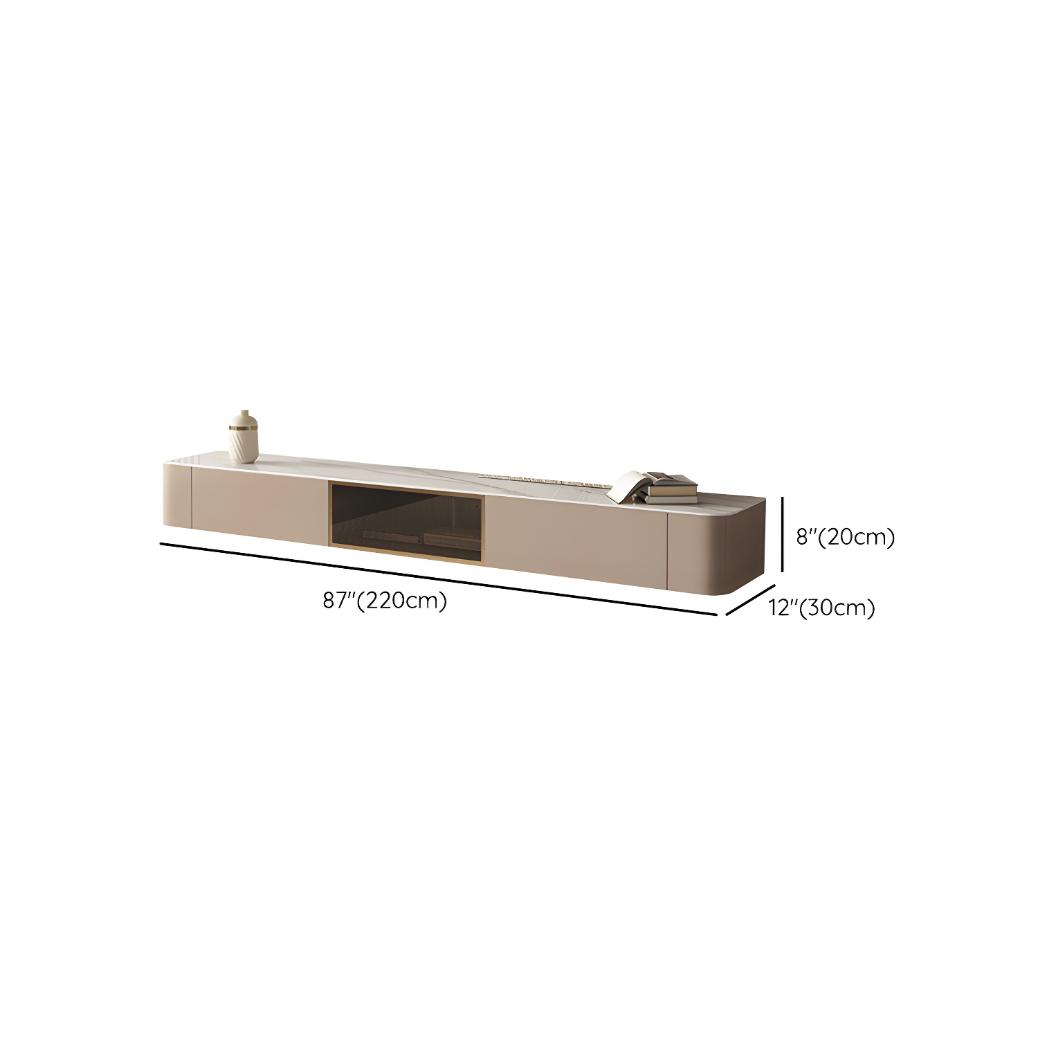 Brown Modern TV Stand with Floating Mount Design, Drawers, and Cable Management - image 17