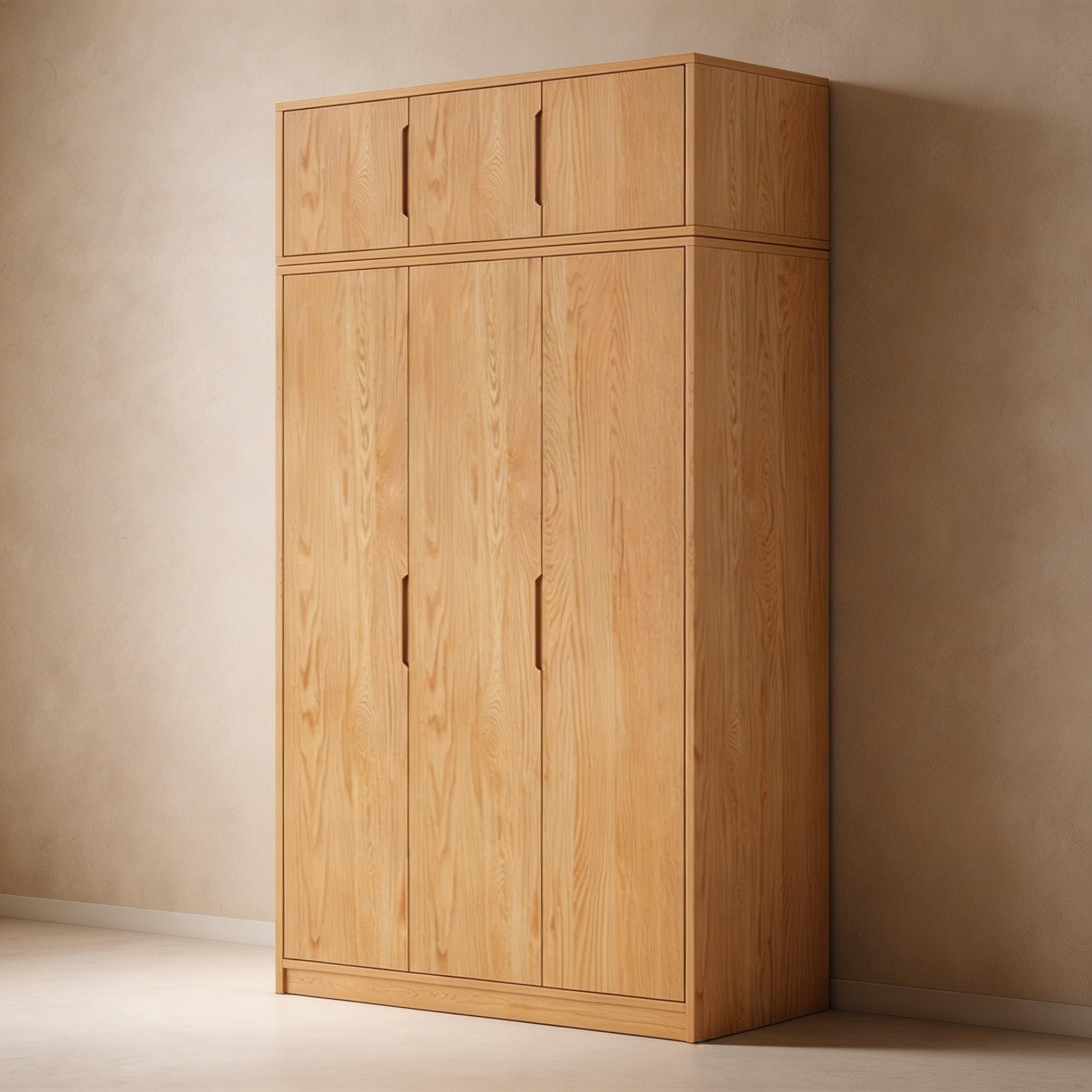 Modern Natural Wood Wardrobe Armoire with Sliding Doors, Drawers, and Shelves - image 61