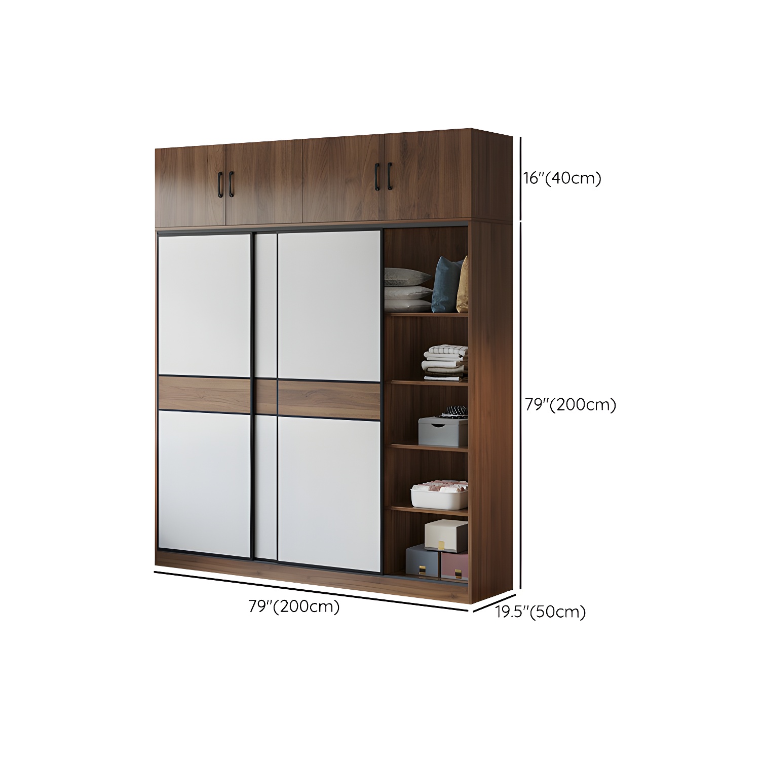 Modern Brown Wood Wardrobe Armoire with Sliding Doors, Shelves, and Clothing Rod - image 22