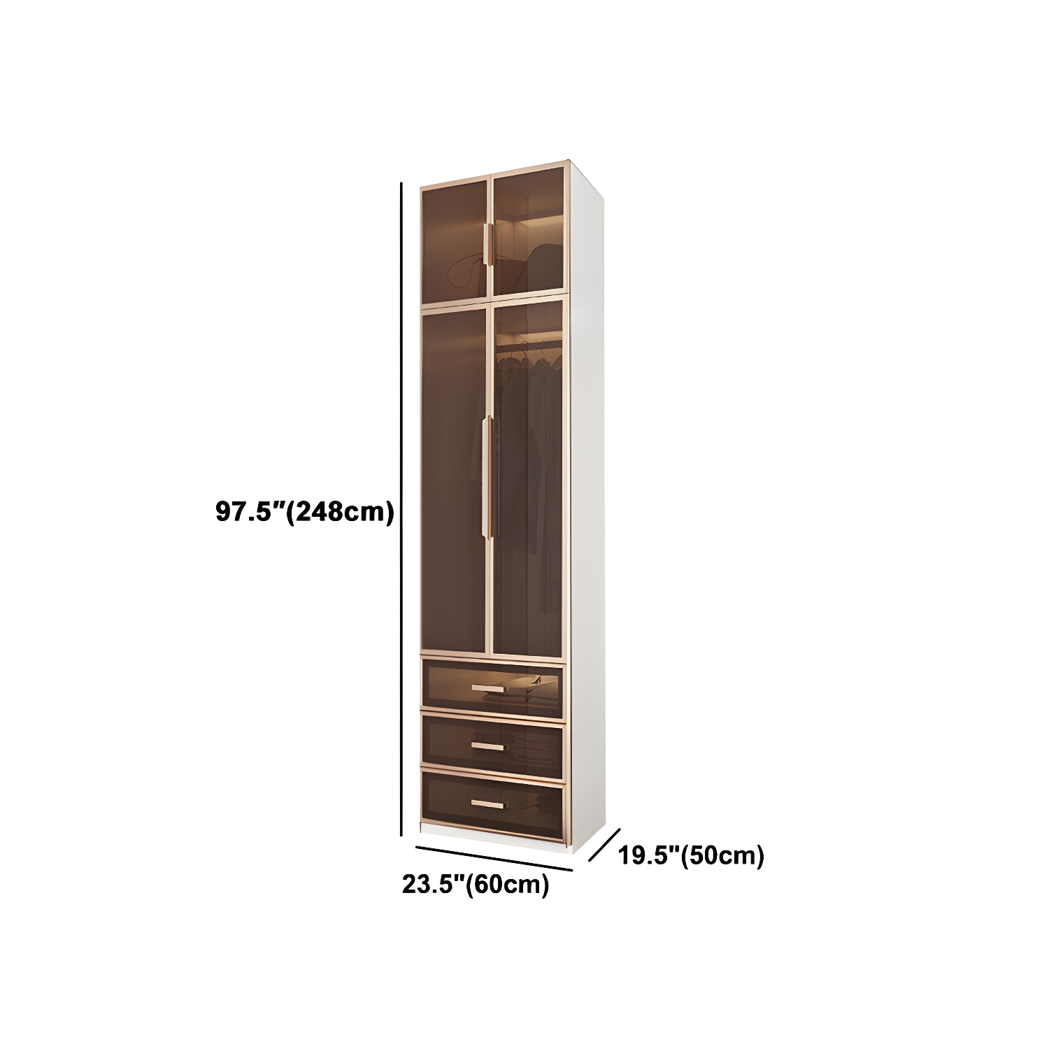 White Manufactured Wood Cabinet with Glass Door Modern Hinged Door Wardrobe for Home - image 13