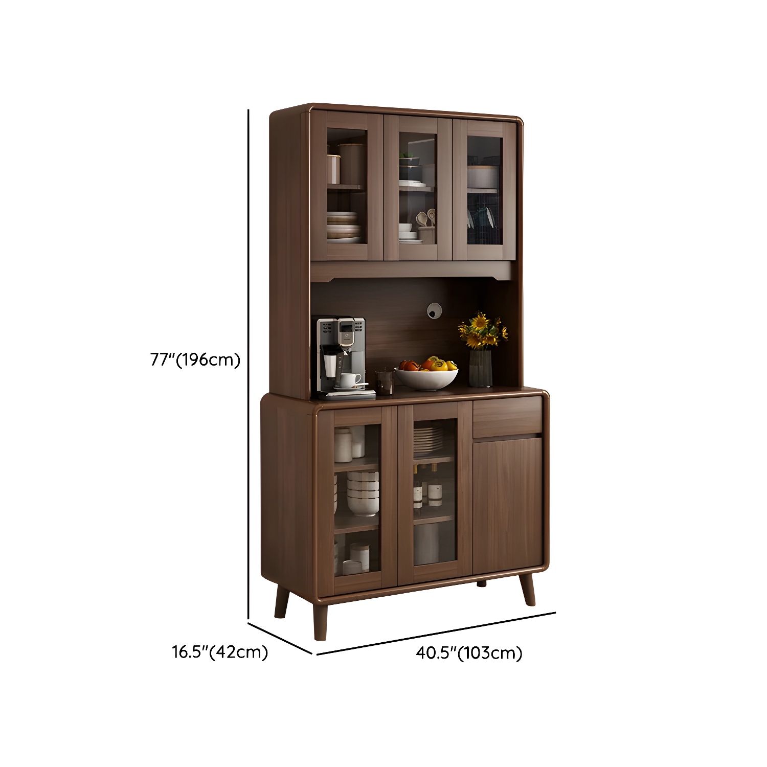 Modern Brown Wood Sideboard with Cabinets and Drawers - Stylish and Functional Buffet for Storage - image 17