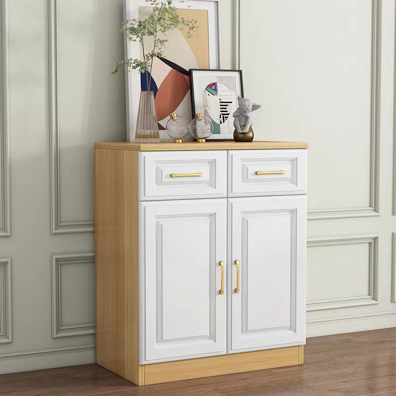 Detached Narrow/Standard Sideboard in Slab for Sitting Room with Pantry Hutch, 1 Shelf, 4 Doors/3 Doors/2 Doors and 4 Drawers/3 Drawers/2 Drawers in a Trendy Style