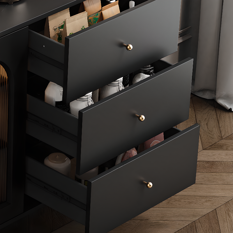 Standalone Accent Cabinet in Black with Glass Door, Alterable Shelf and Illuminating, Soft Close Drawer and 1 Cabinet/2 Cabinets in a Casual Style - image 6