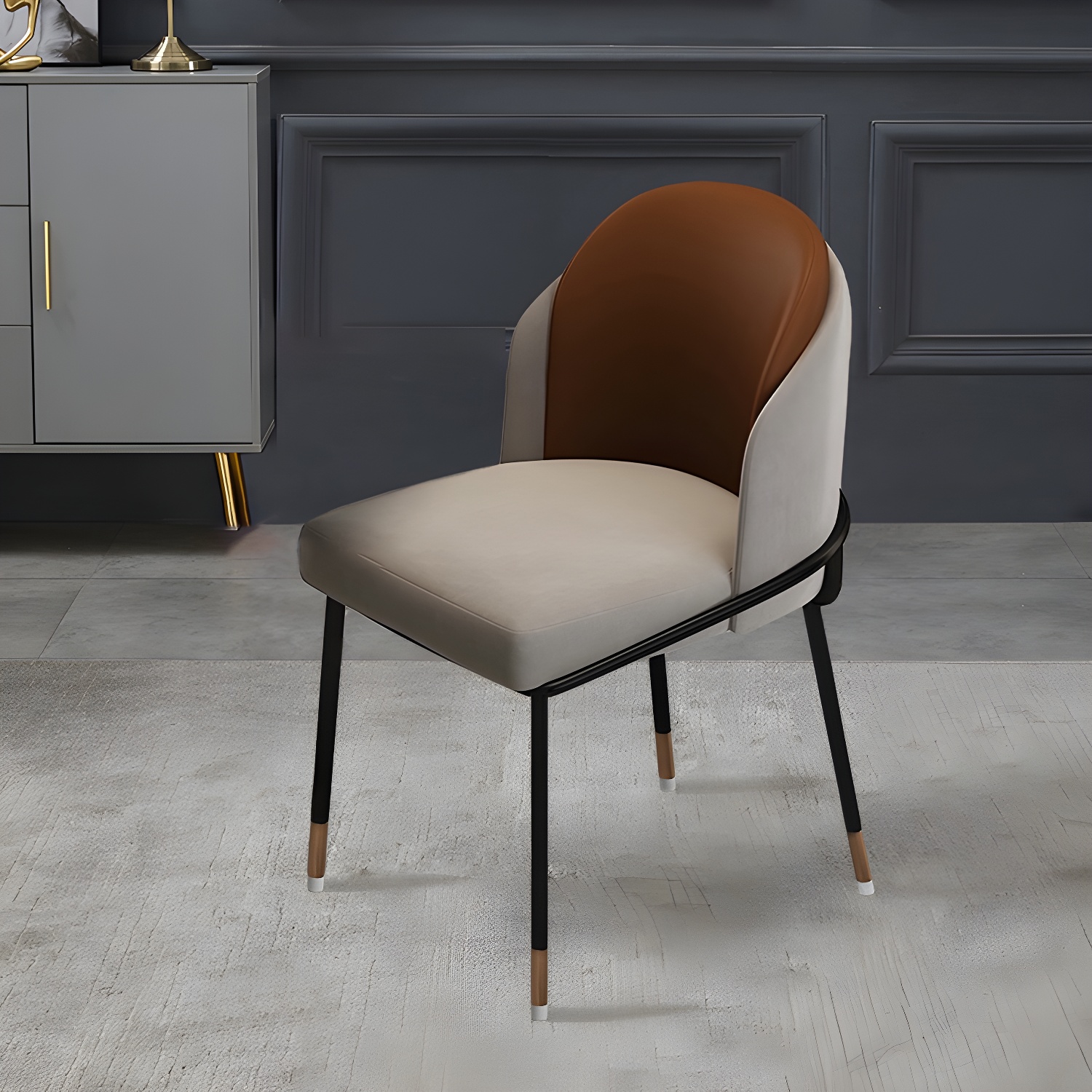 Glam Low-Back Upholstered Chair with Sleek Black Metal Legs for Kitchen & Dining - image 6