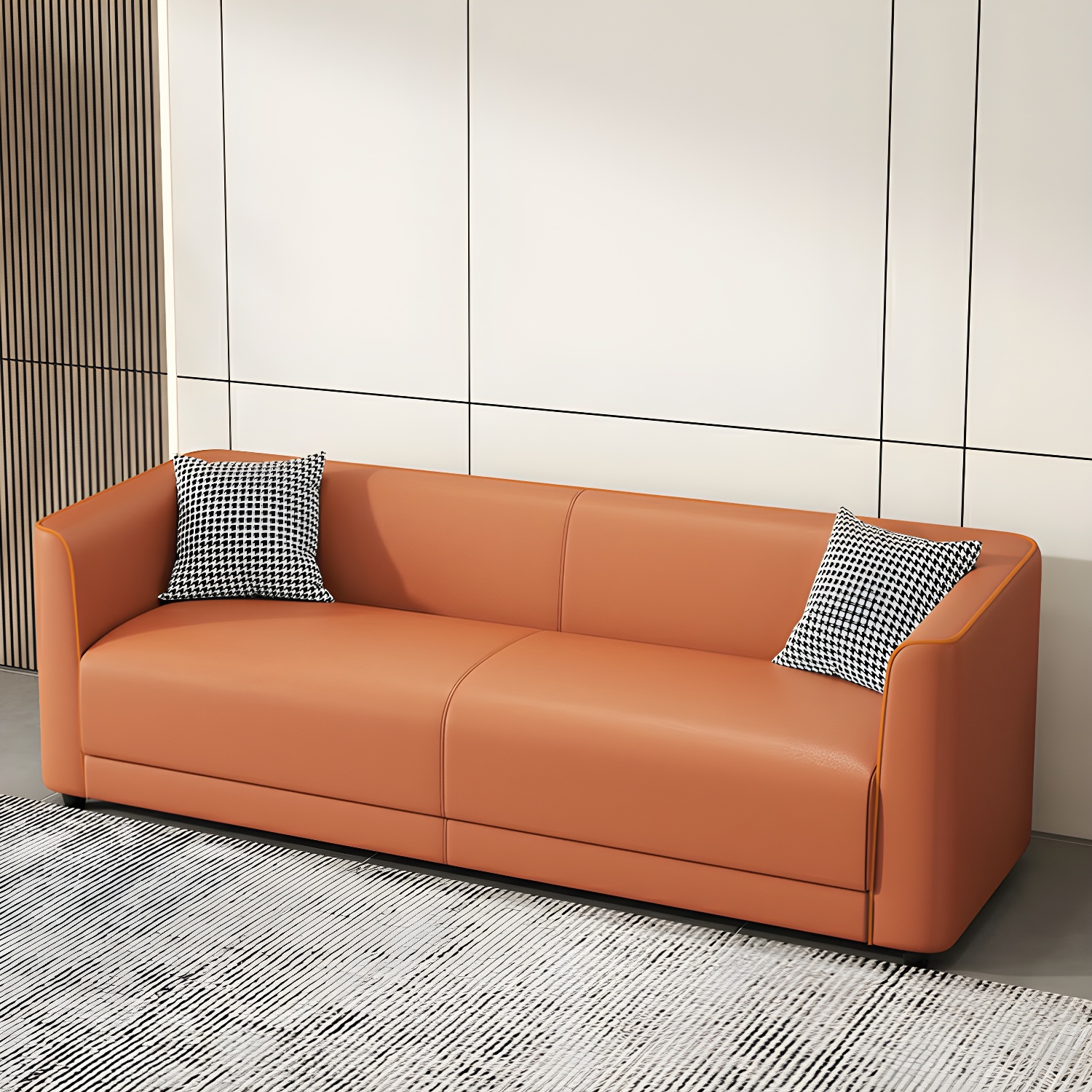 Tuxedo Arm Sofa with Tight Back 25.98" High Contemporary Faux Leather - image 8