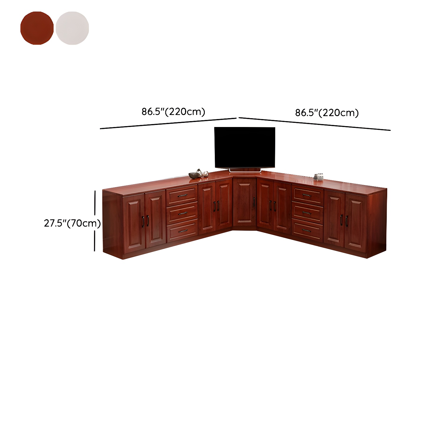Modern Solid Wood Corner TV Stand Console with 6 - Drawer - 27.56" - image 25