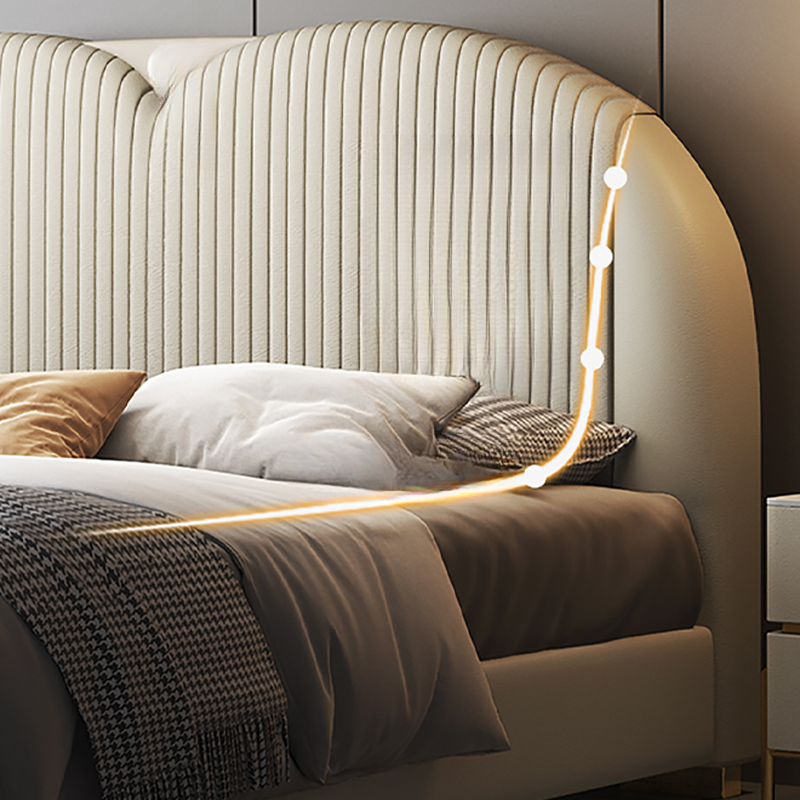 Beige Solid Color Storage Bed/Platform Bed with Pine Wood Frame for Living Room - image 4