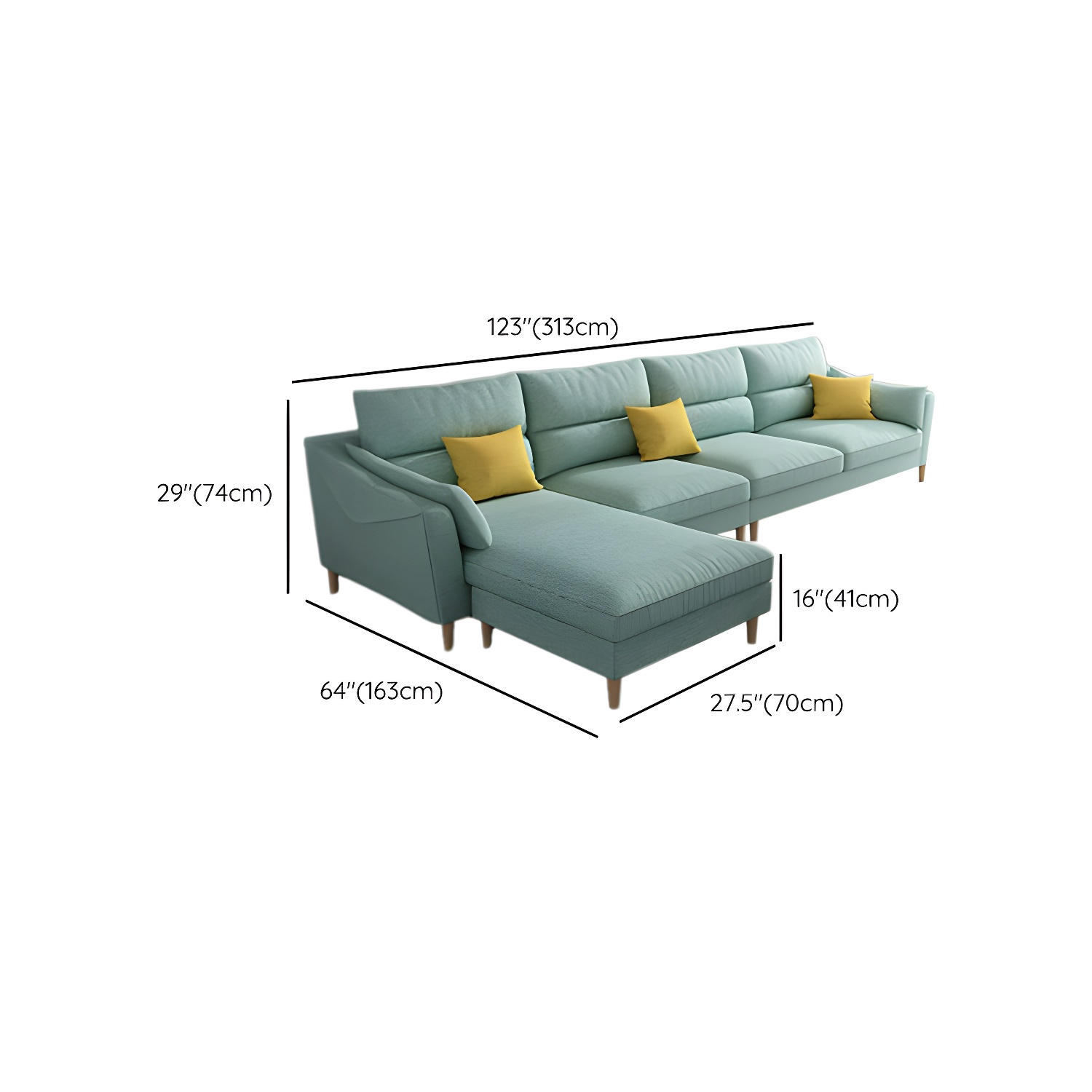 Scandinavian Wood Frame Straight Modular Sofa with Slipcover and Ottoman in 3 Piece Set - image 22