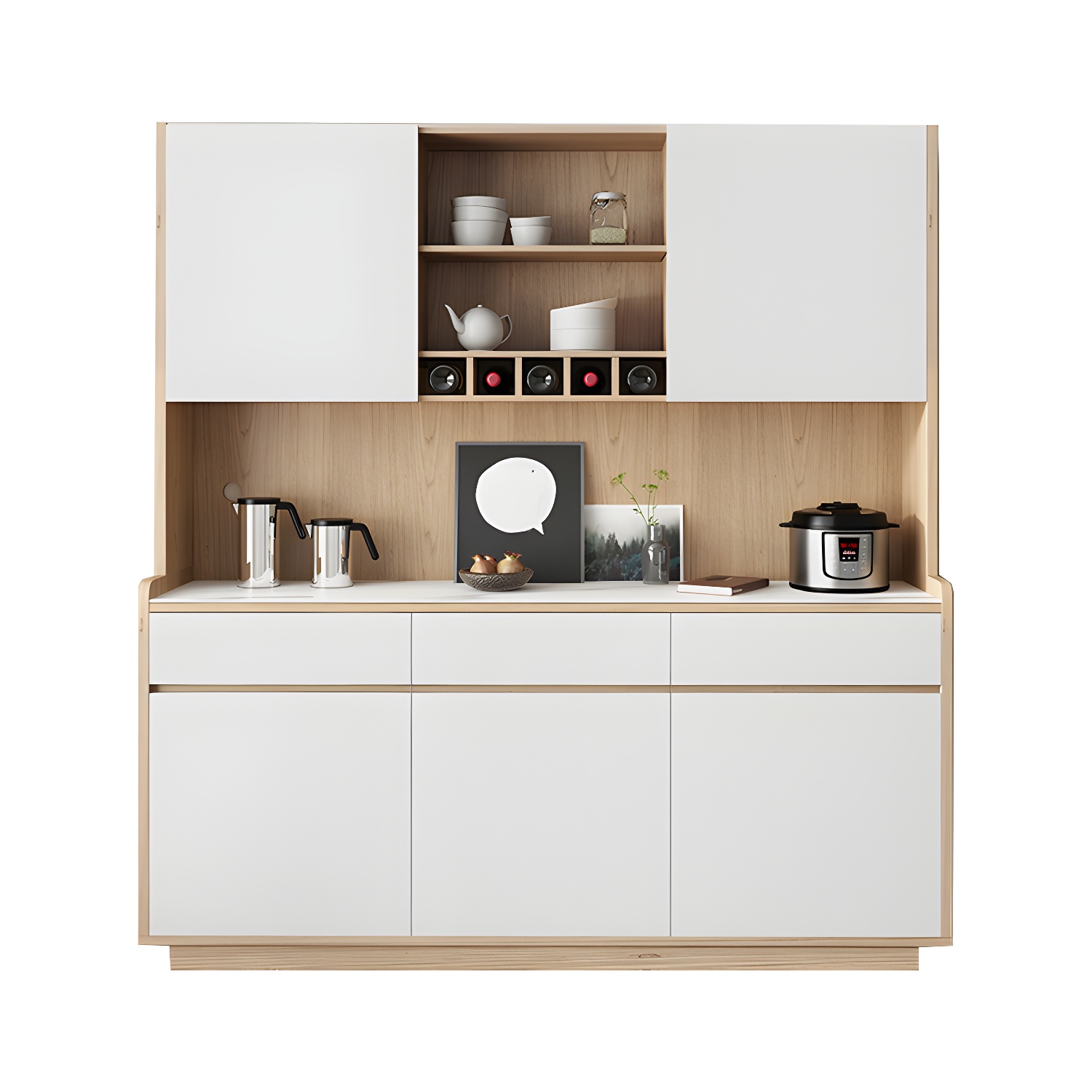 Five Doors Three Drawers Sideboard Glam Buffet Server for Living Room - image 15