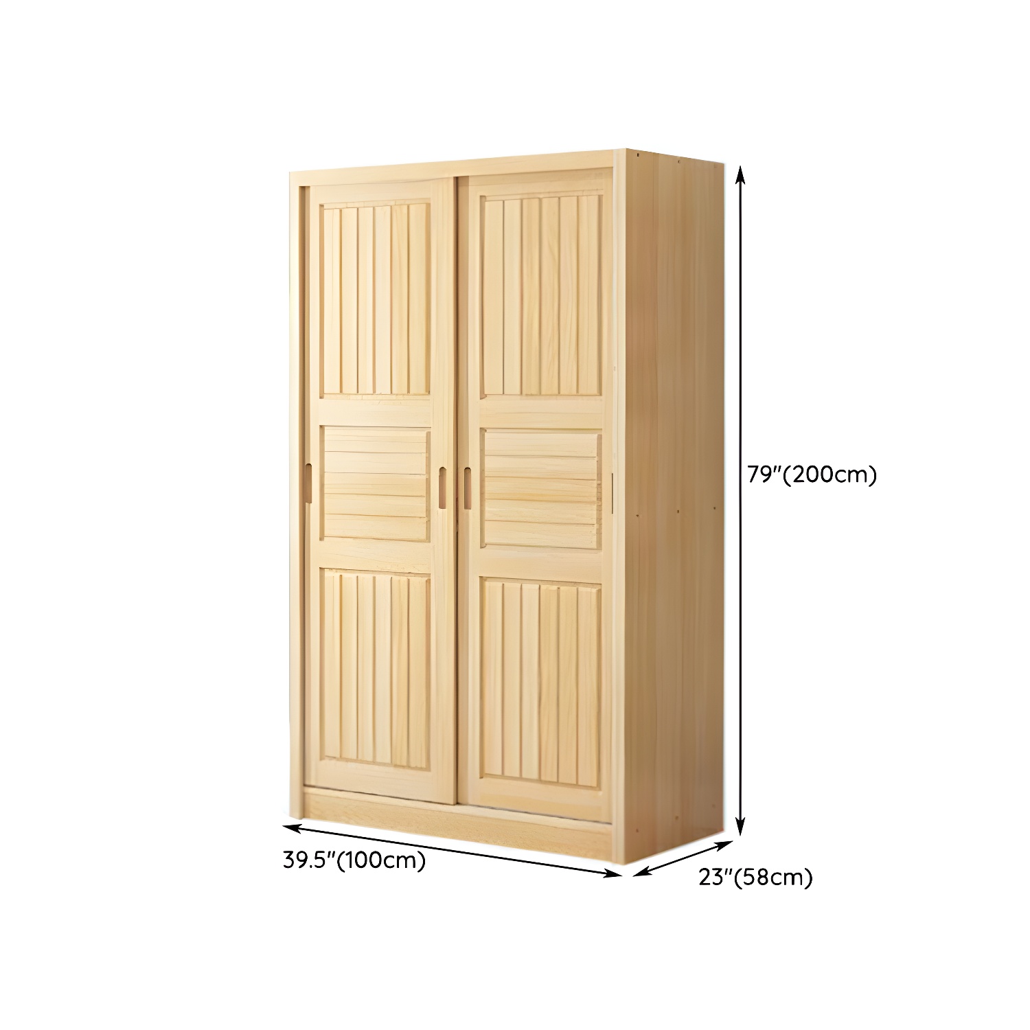 Contemporary Solid Wood Sliding Door Wardrobe Cabinet with Shelves - image 20