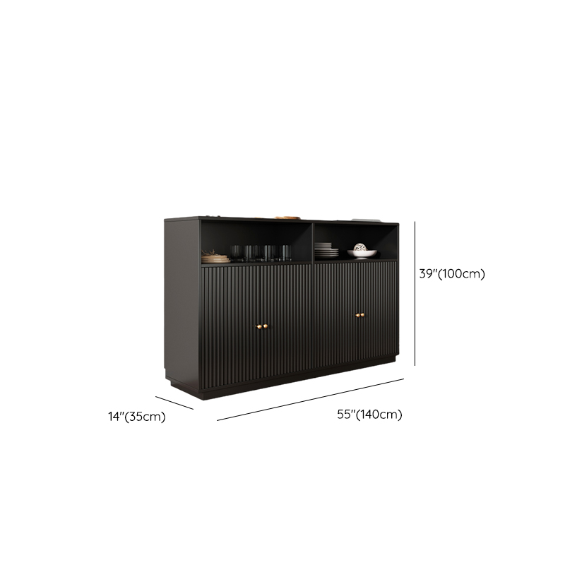 Standard/Narrow Midnight Black Lumber Cupboard 2 Shelves Pantry Hutch Glass-panel Door Sideboard - image 14