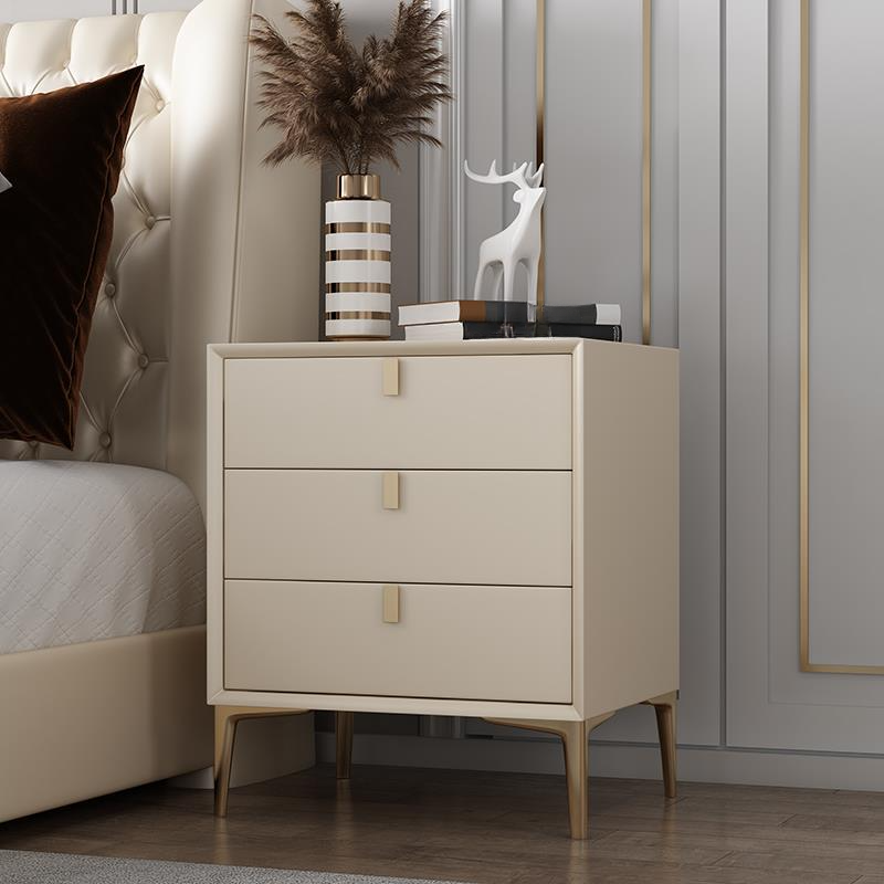 Modern Lumber Nightstand With Drawer Storage & Leg, 3 Drawers/2 Drawers