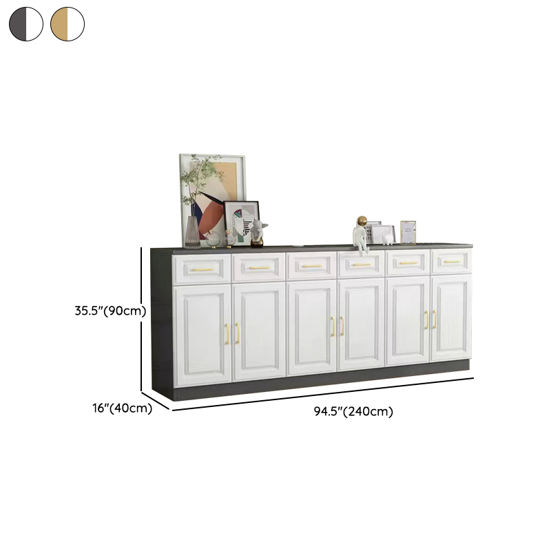 Detached Narrow/Standard Sideboard in Slab for Sitting Room with Pantry Hutch, 1 Shelf, 4 Doors/3 Doors/2 Doors and 4 Drawers/3 Drawers/2 Drawers in a Trendy Style - image 16