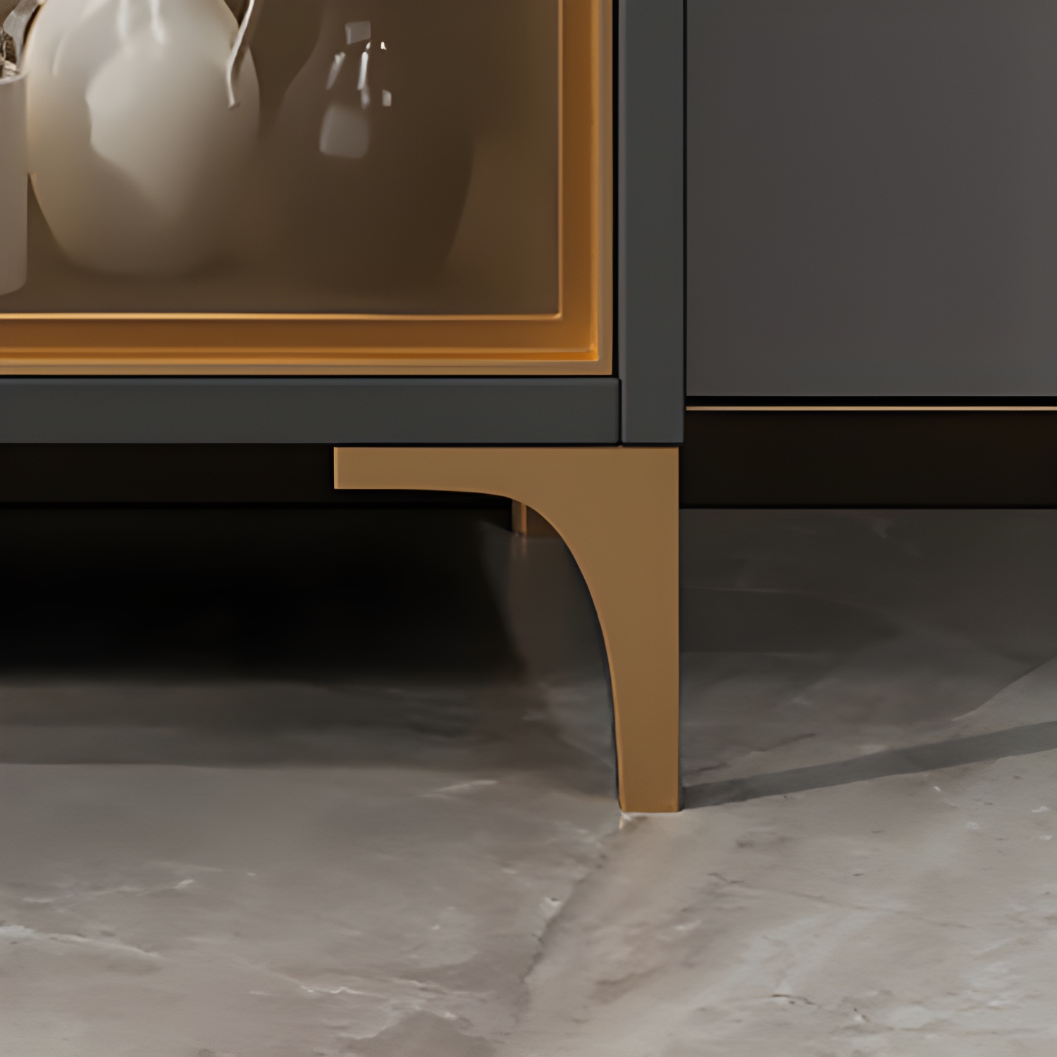 Glam Style Sideboard Wood Glass Doors Side Board with Cabinets and Drawers without Light - image 13