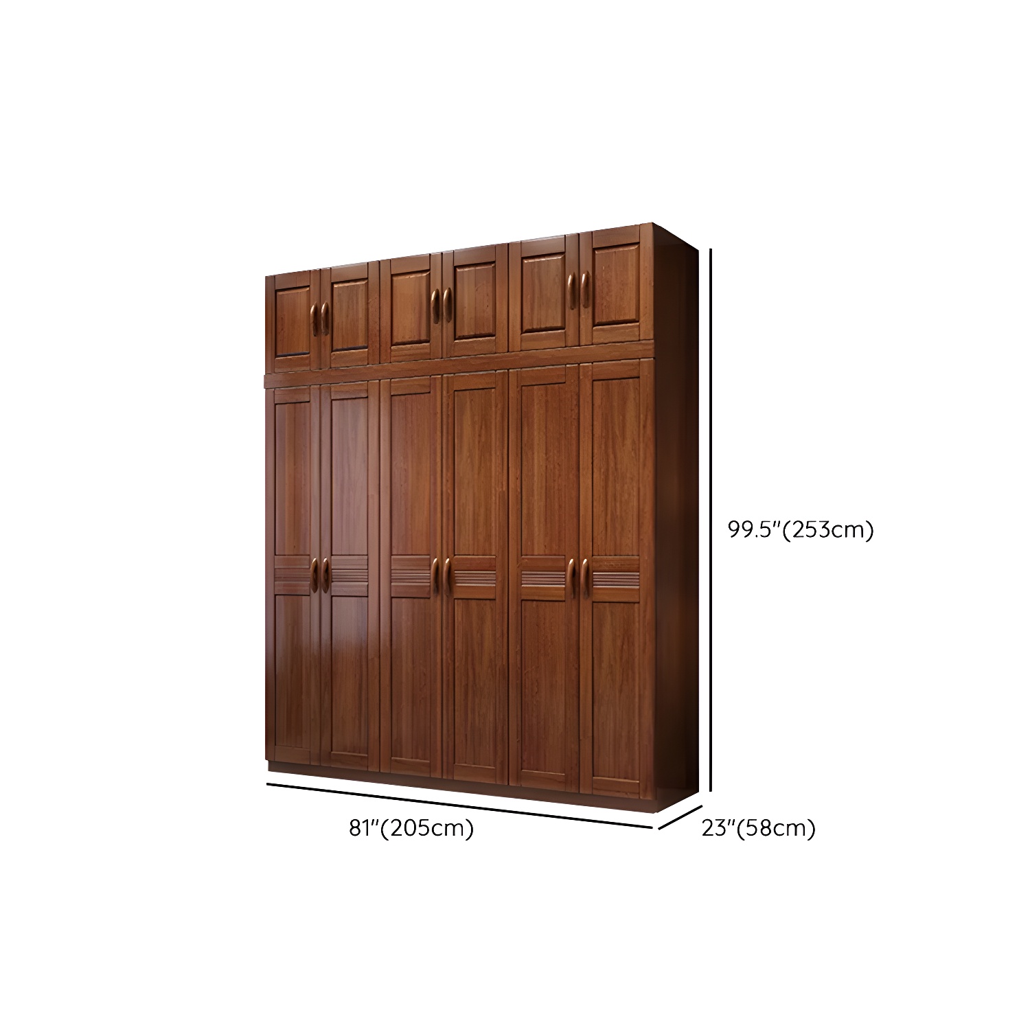 Wood Brown Rustic Wardrobe Armoire with Drawers & Shelves, Walnut Finish - image 15