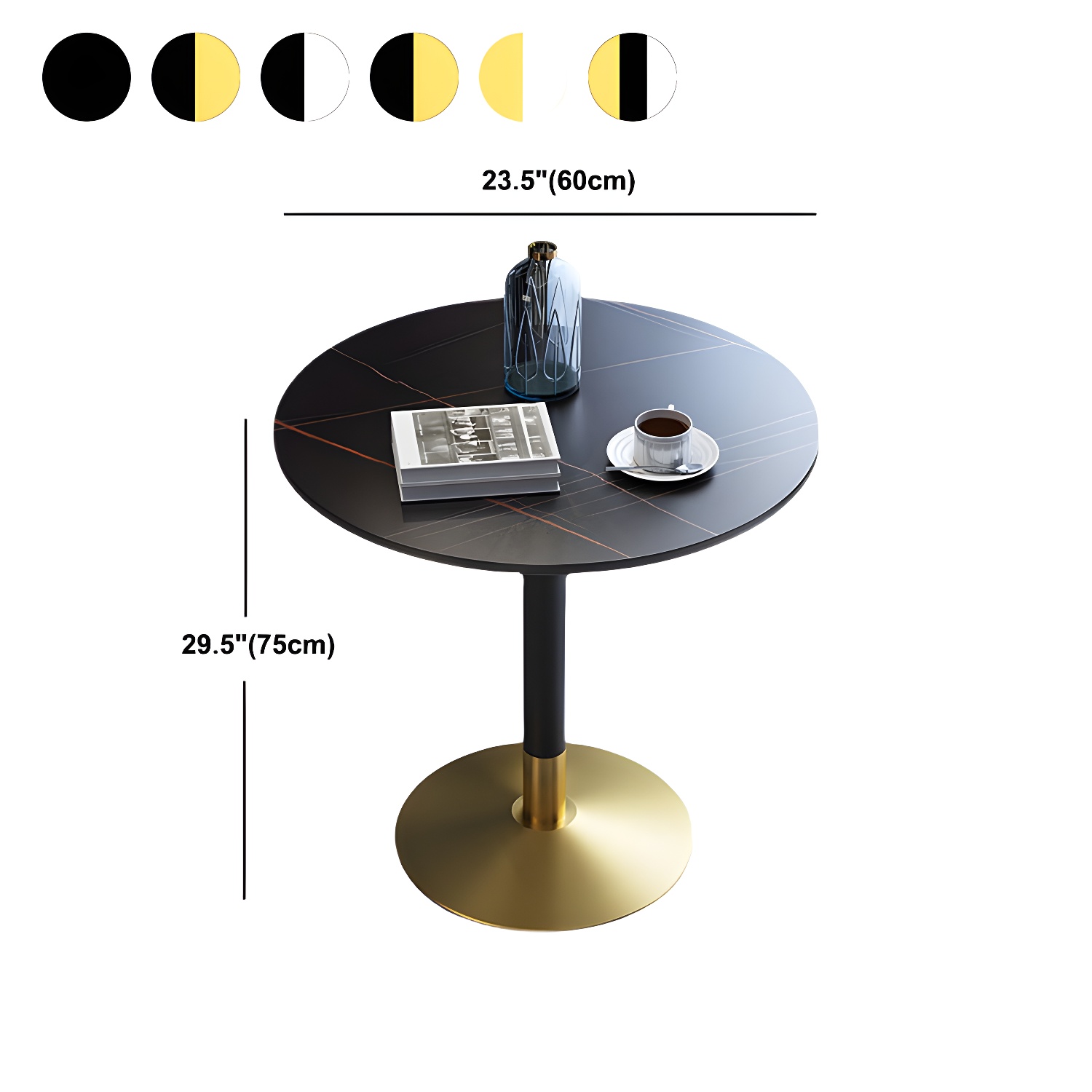 Traditional Luxury Rounded Dining Table Stone and Metal Tulip Dining Table - image 11