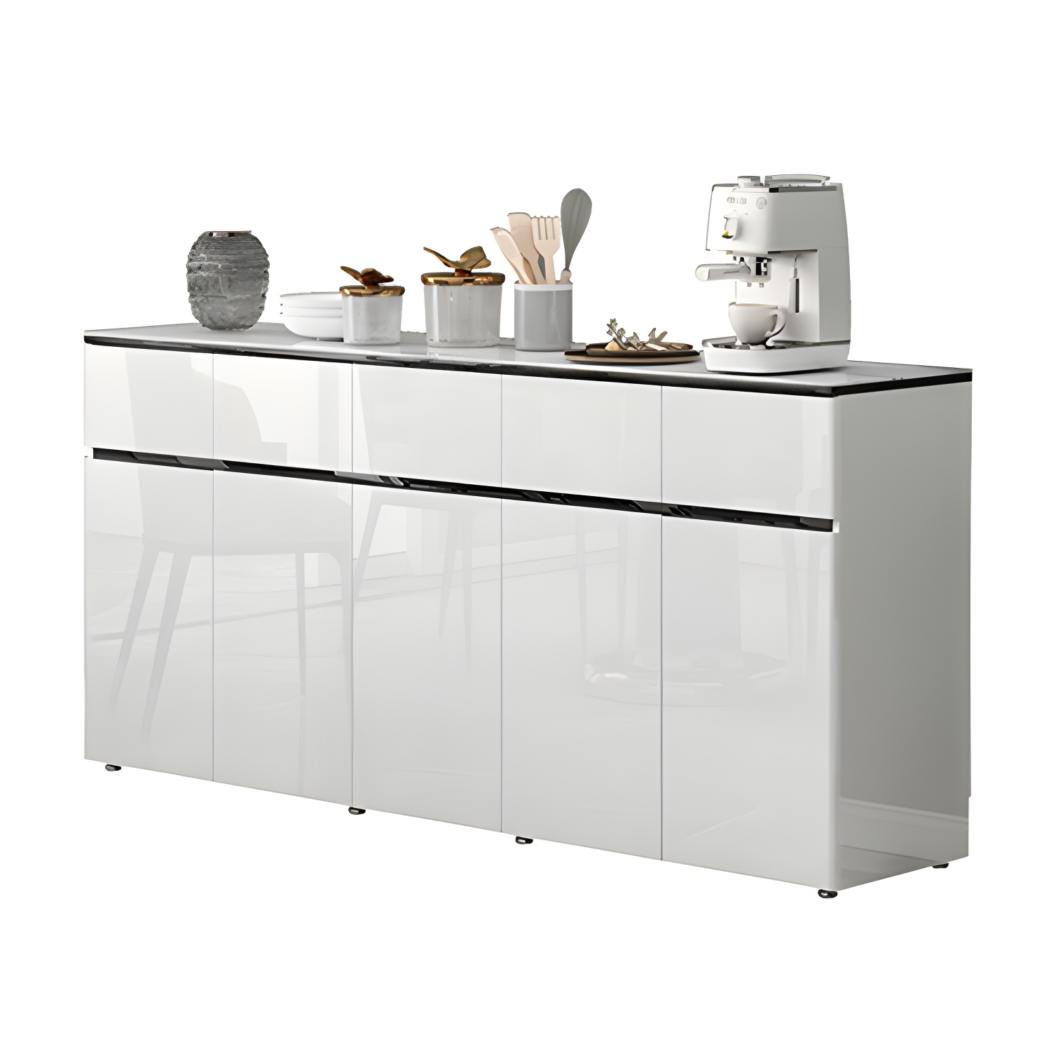 Contemporary Glass Top Sideboard Cabinet with Drawer for Living Room - image 14
