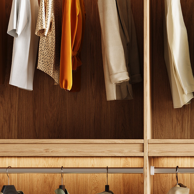 Wood Grain Minimalist Wooden Wardrobe Closet with Soft Close Drawer, Soft Close Door, Interior Shelves, and Clothing Rod - image 4