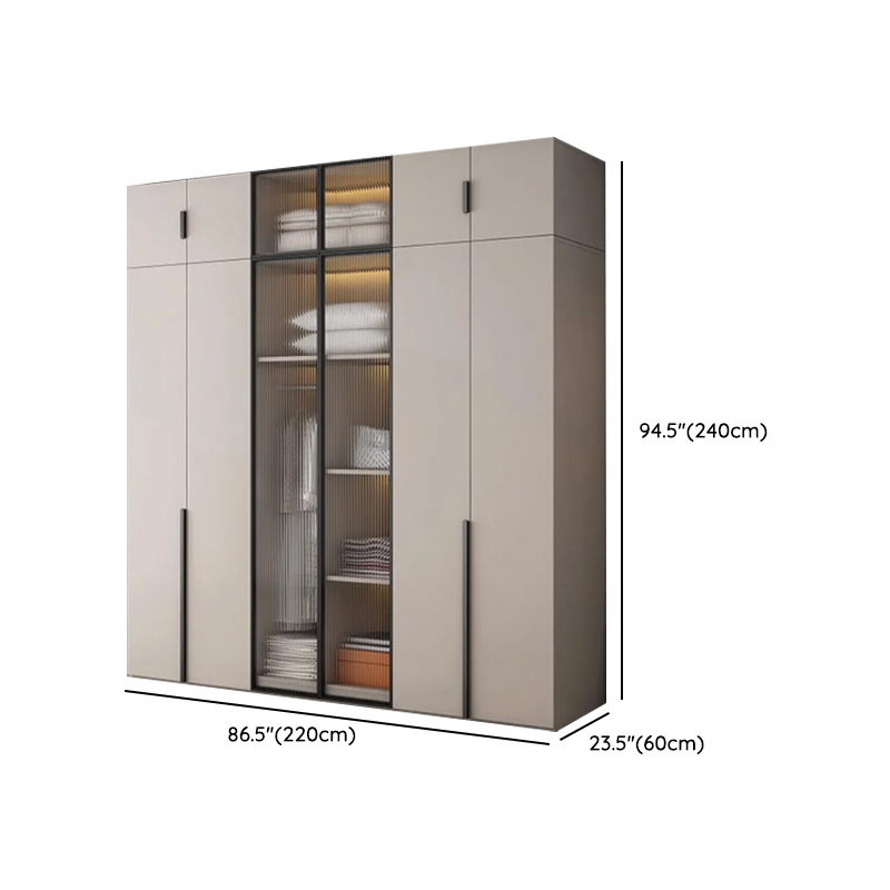 Light Gray Trendy Detached Armoire Cabinet with Soft Close Door, Interior Shelves, and Hanging Rod - image 30